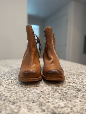 NEW Freebird Dreamer Cognac Leather Lace-Up Ankle Boots
